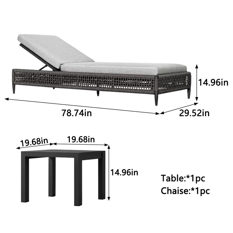 Chaise longue d'extérieur avec cadre en aluminium