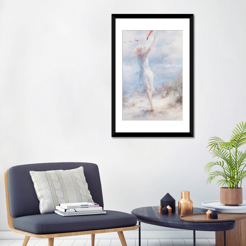 « fly a cerf », impression sur toile, H 60 po x l 40po x P 1,5 po, Pas de tapis, Papier d'art encadré noir