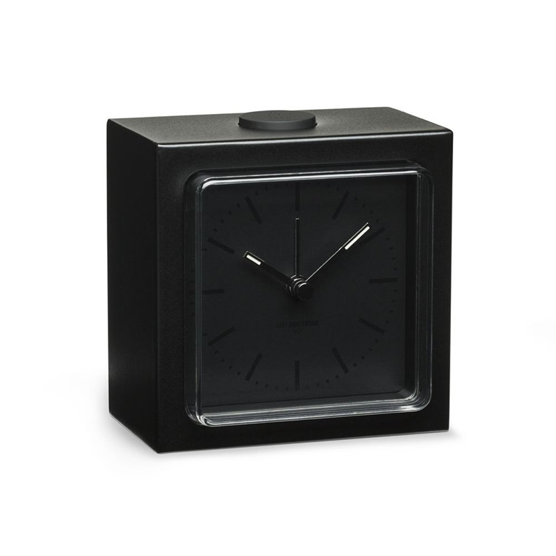 Block Stainless Steel Alarm Clock in Stainless Steel, 5cm H x 5cm W x 8cm D, Black/Black