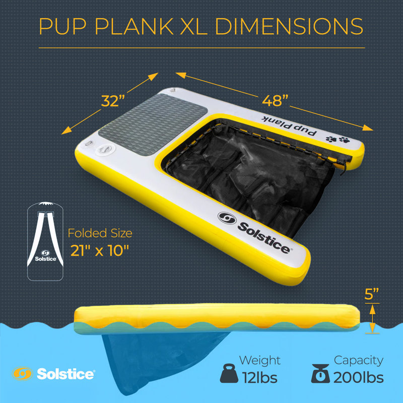 Solstice Original Inflatable Pup Plank Dog Float Floating Ramp Ladder for Pools, 48, Yellow