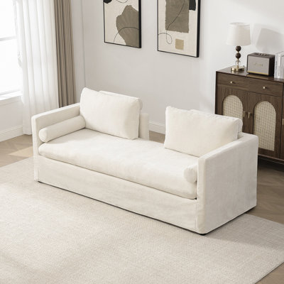 Canapé surdimensionné en chenille 2 places de 82,68 po de large avec coussins, idéal pour les chambres à coucher, les salons et les coins-fenêtres