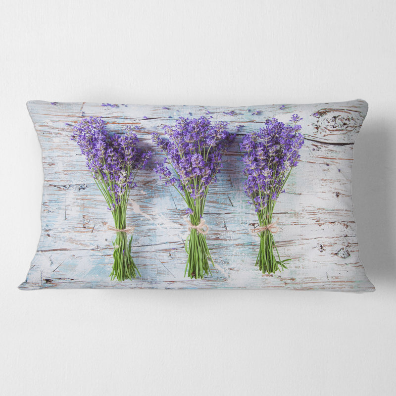 Rectangle, lavande fraîche sur bois - Coussin Farmhouse