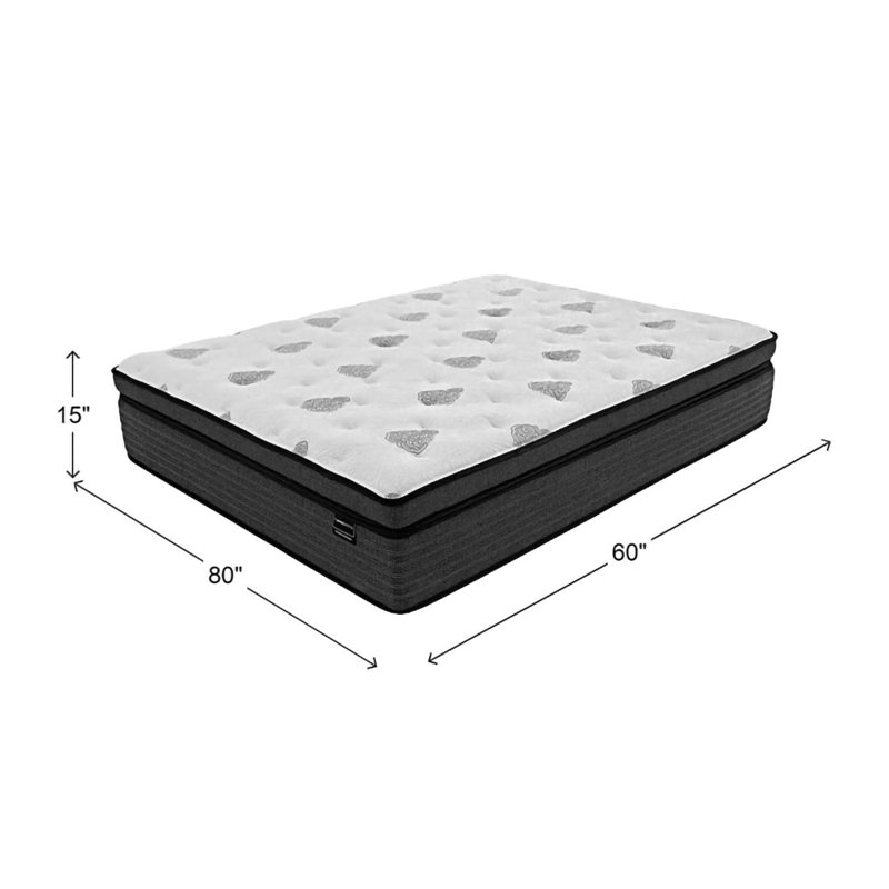 Grand matelas hybride ferme 15 po avec latex naturel, micro-ressorts et ressorts ensachés, confort rafraîchissant de luxe et soutien dorsal ciblé pour soulager la pression