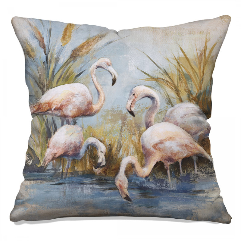 Coussins Flamants roses dans l'eau, 18 po x 18 po