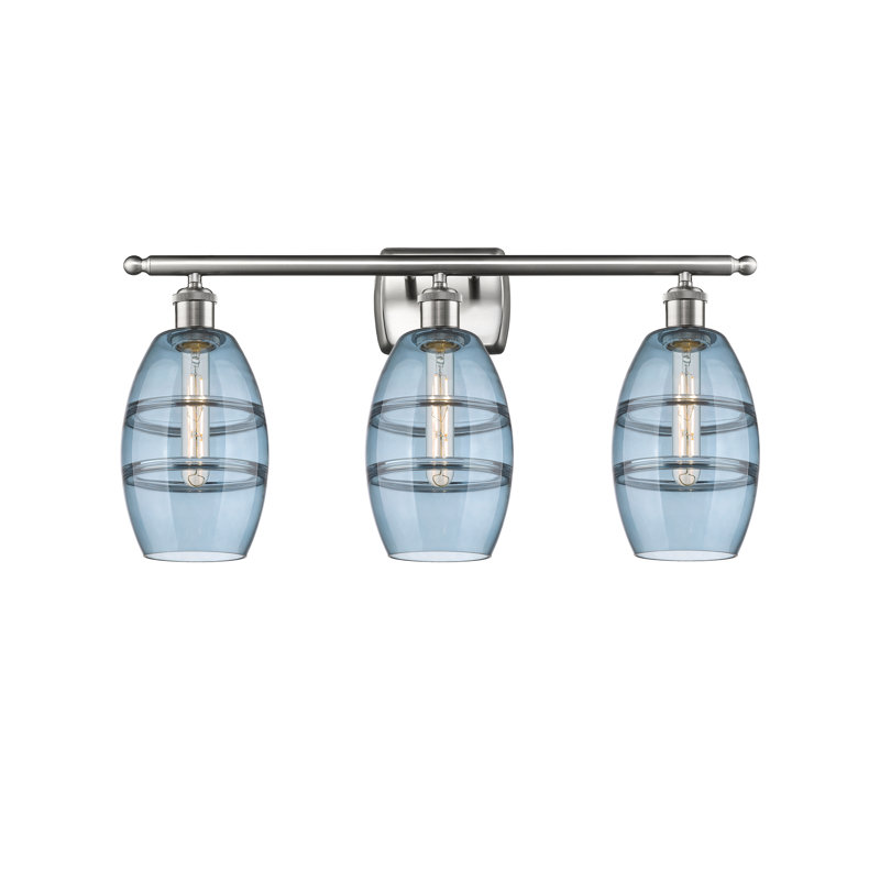 Bettylou 3 - Light Dimmable Vanity Light, Brushed Satin Nickel, Princess Blue