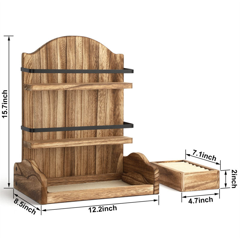 Cyprio Wood 3 Compartment Makeup Organizer