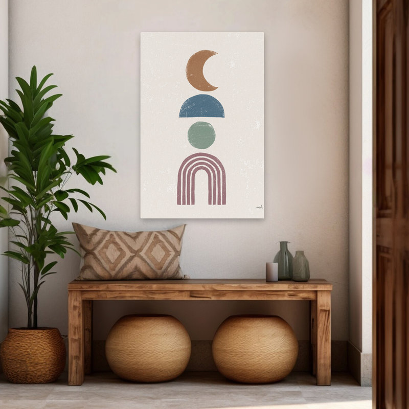 Art minimaliste Boho I - cercles bohémiens bleus, H 48 po x l 32 po