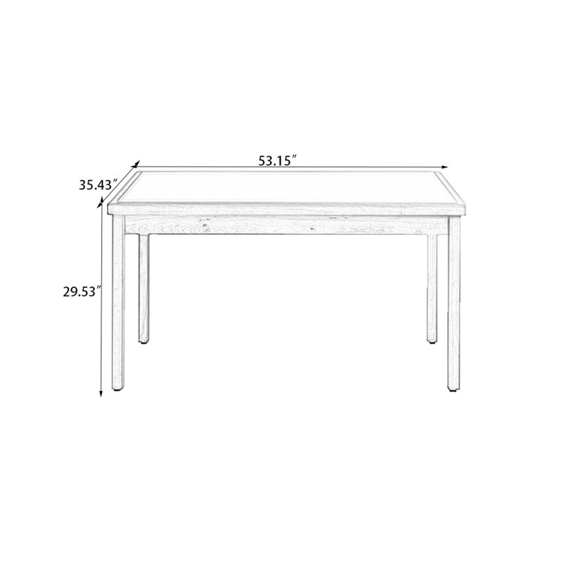Blanc / brun pierre rectangulaire + table de salle à manger papillon en bois massif, H 29,53 po x L 53,15 po x l 35,43 po
