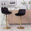 Repose-pieds chromé et base pivotante en velours à hauteur réglable et tabouret de bar simple doré, ensemble de 2, noir