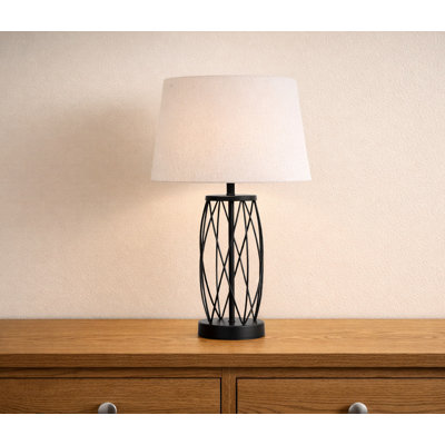 Alexarae 50cm Black Frame Style Table Lamp with Linen Shade