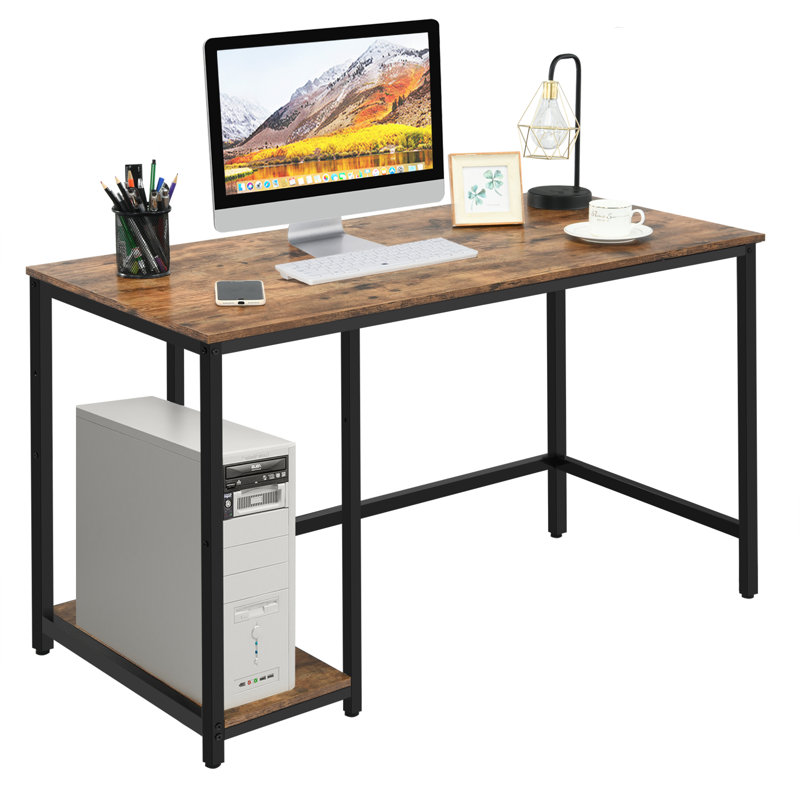 Dyersburg Metal Base Computer Desk, Walnut