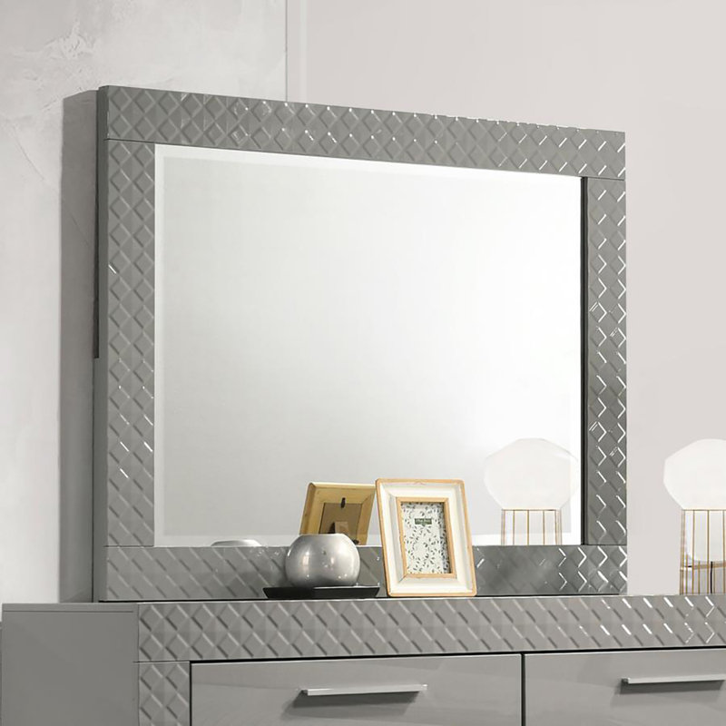 Nydirah Dresser Mirror, Gray High Gloss