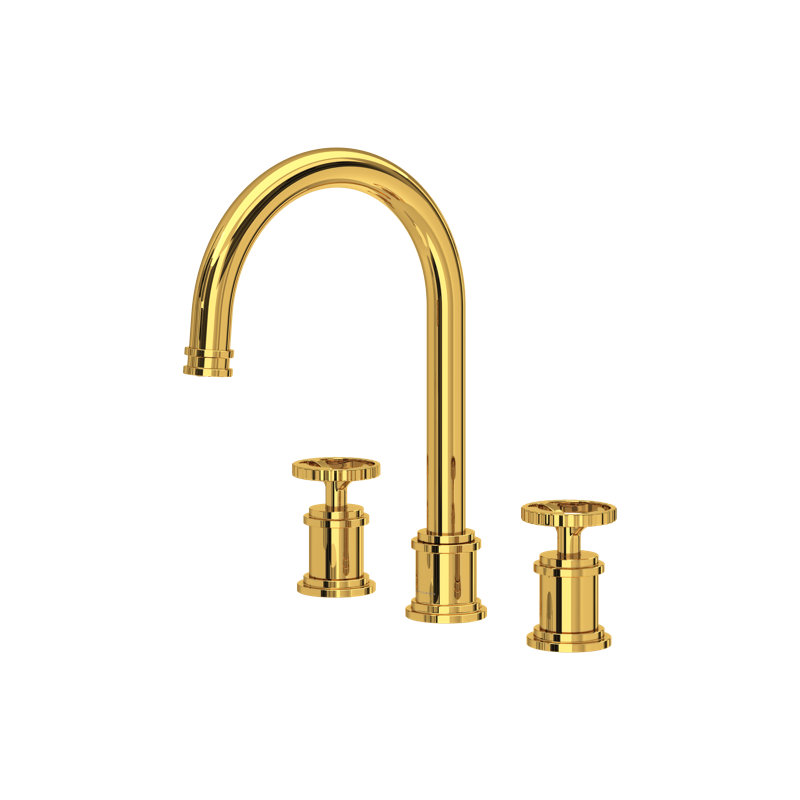 Armstrong Widespread Lavatory Faucet With C-Spout, Unlacquered Brass
