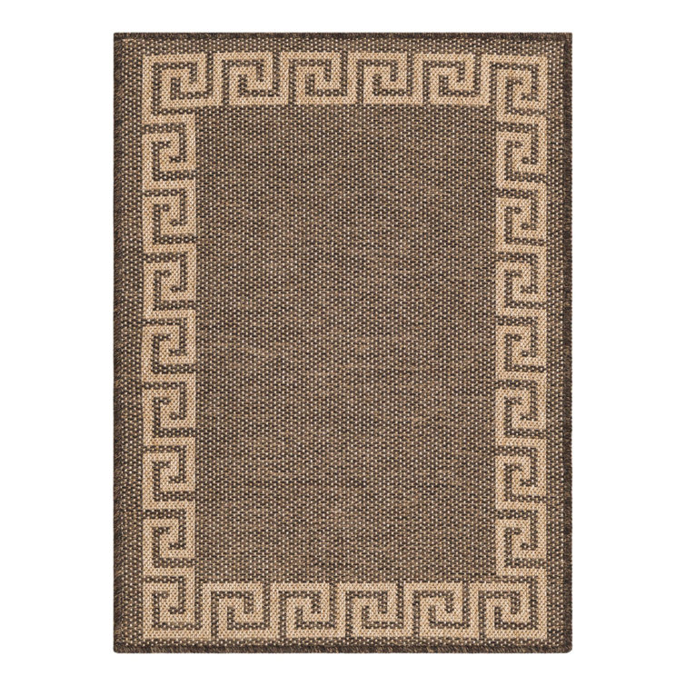 Thanos Machine Woven Polypropylene Area Rug in Brown