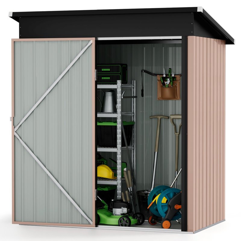 5’x3’ Galvanised Metal Storage Shed with Vent, Outdoor Tool & Bike Shed for Garden