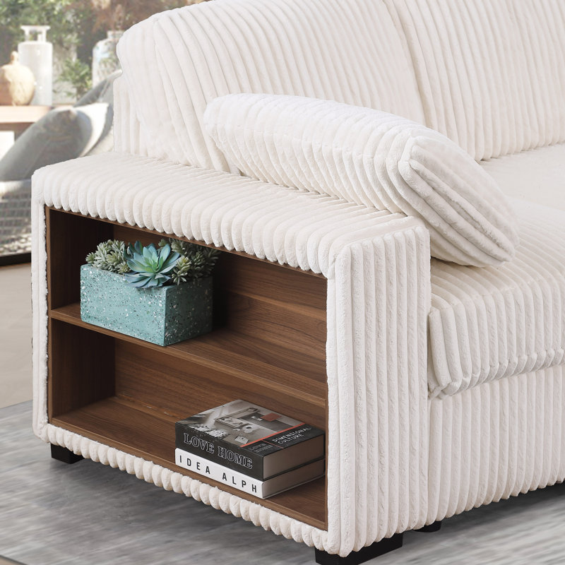Canapé modulaire en velours côtelé Shariff, Velours côtelé beige