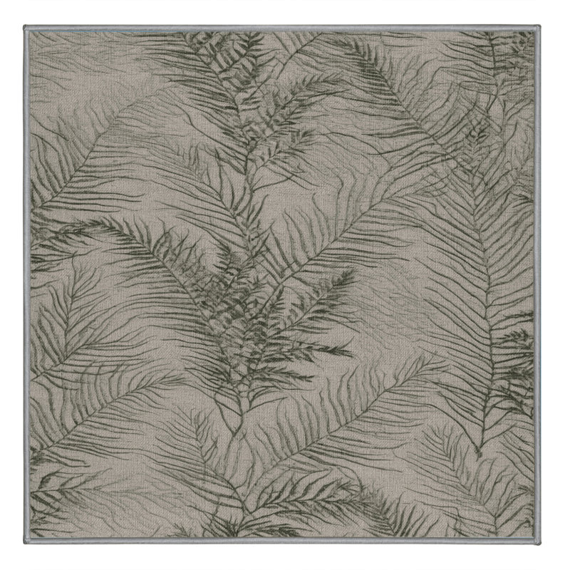 Tapis gris botanique lavable à la machine