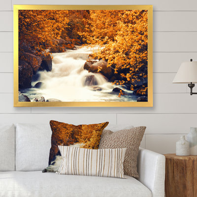 «Beautiful Autumn Forest Waterfall III», reproduction d'art sur toile traditionnelle