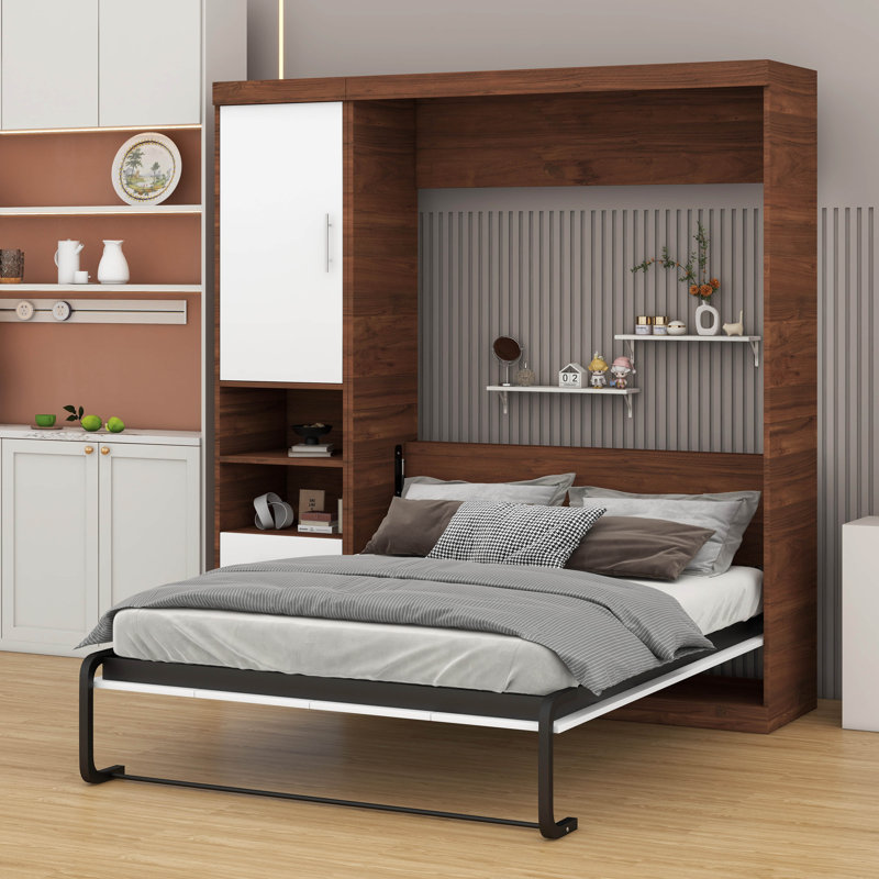 Lit escamotable mural avec armoire intégrée, Double