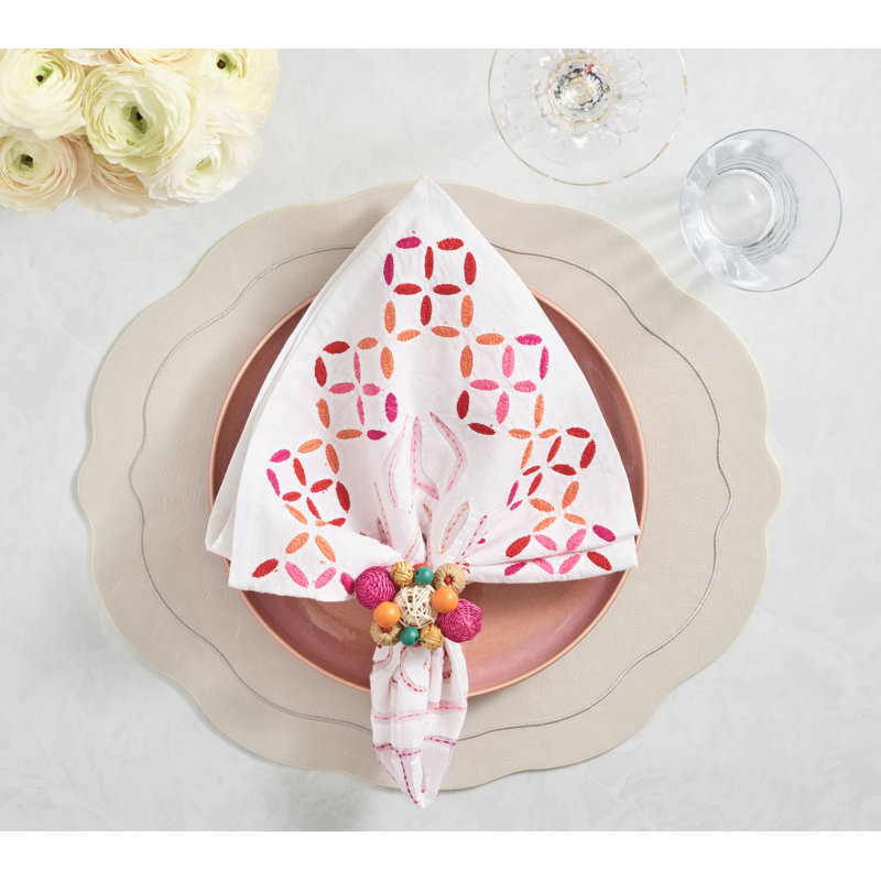 Malta Napkin, White/Pink/Orange