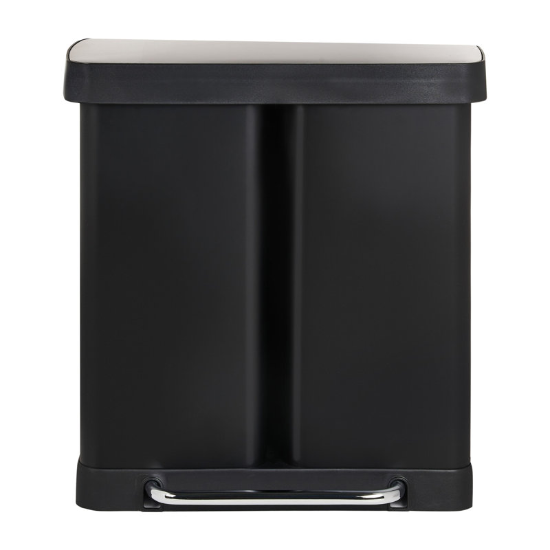 Double Pedal Waste Bin 60 L ECOSORT Metal, Black
