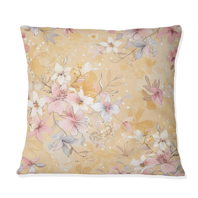 Yellow Orange Boho Pastel Paradise Flowers V - Boho Pillow