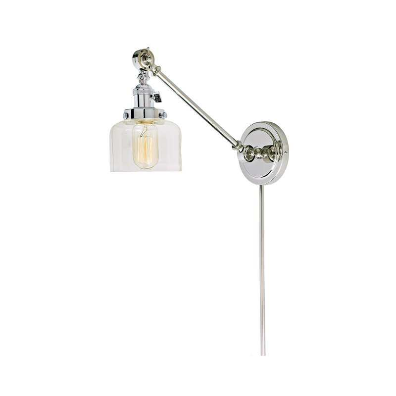 Martucci Plug-in Swing Arm Sconce, Polished Nickel