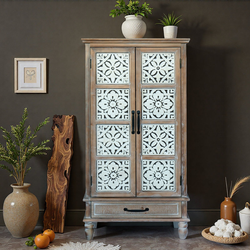 55.12'' H Rustic Wood Sideboard Pantry Storage Cabinet