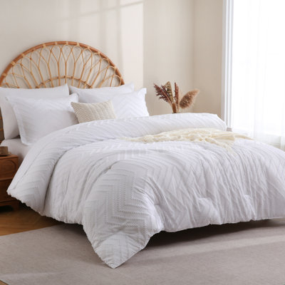 Ensemble d'édredon pour lit double drap et draps - Ensemble de literie pour lit double dans un sac à chevrons complet 7 pièces avec édredon, draps, taies d'oreiller et taies décoratives