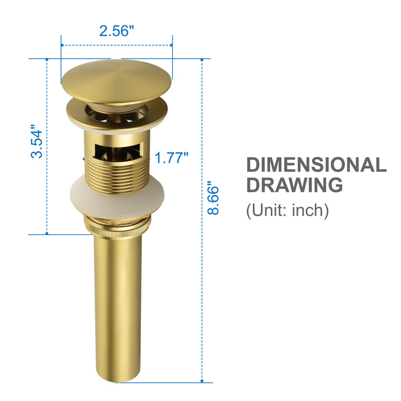 Lavabo de salle de bain avec trop-plein Drain Stopper, Or brossé