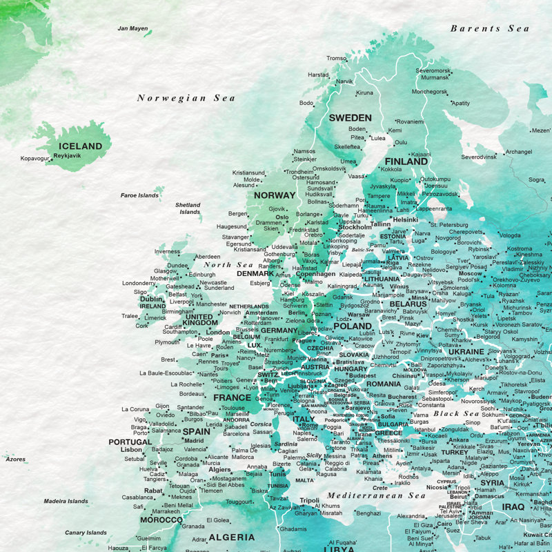 Carte du monde personnalisée avec punaise et aquarelle, H 24 po x l 40 po, Oui