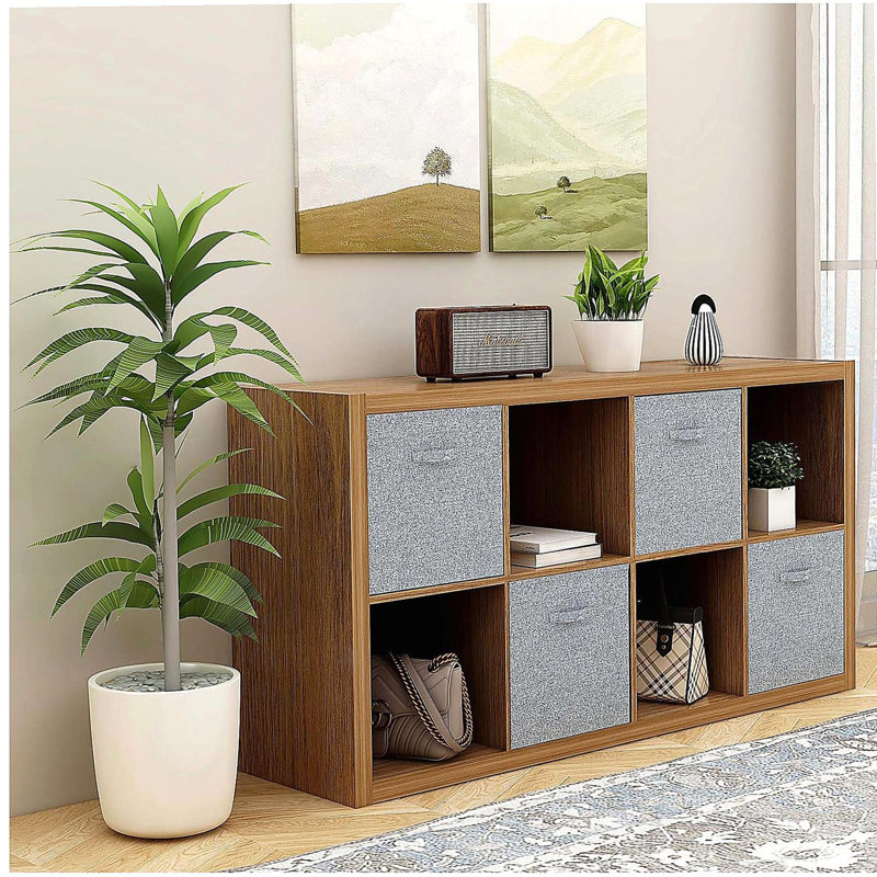 Rangement à 8 cubes Smart Cube avec tablettes ouvertes à l'arrière, bibliothèque pour livres de 2 x 4 cubes, Noyer
