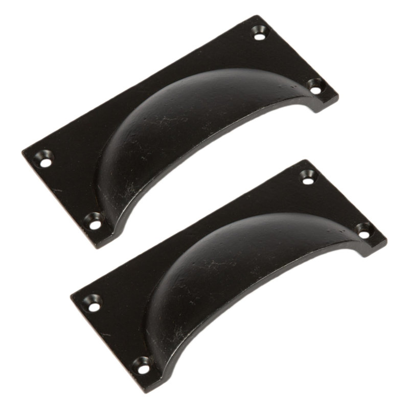 Hammer & Tongs - Rectangular Cabinet Cup Handle - W105mm x H50mm - Black