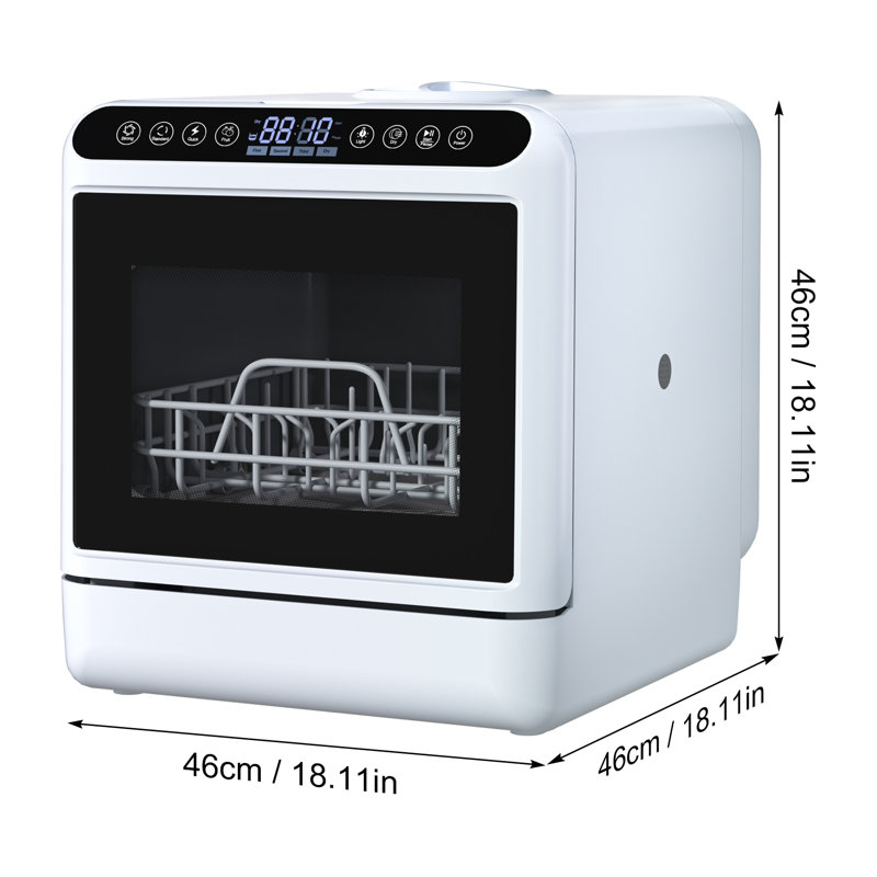Lave-vaisselle portatif avec réservoir d'eau de 5 L, lave-vaisselle de comptoir intelligent automatique, mini lave-vaisselle avec 5 couverts, support à 2 niveaux, bras à 3 jets, fonction de séchage à l'air