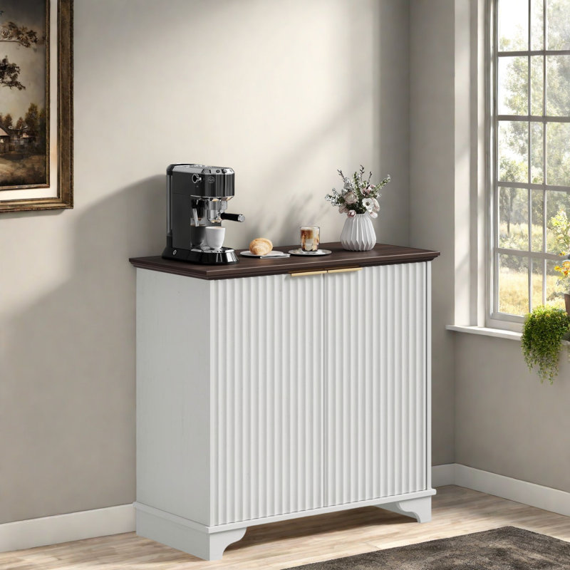 Rectangle Accent Cabinet, White/Brown