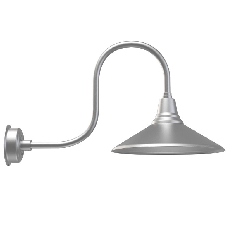 Luminaire de grange d’extérieur à del Albali, H 9 po x l 8 po x P 17 po, Argent galvanisé