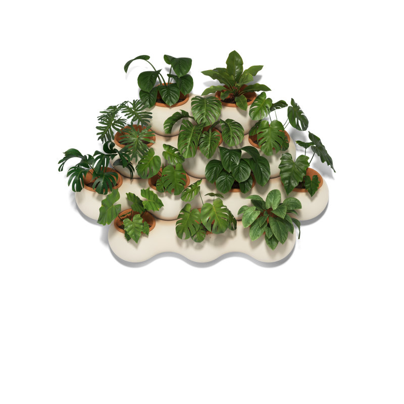Nuage3 / jardinière verticale à arrosage automatique / nuage blanc avec pots en terre