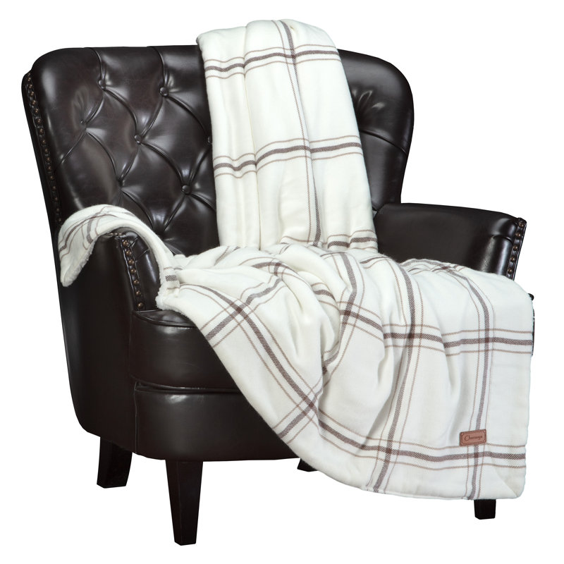 Soft Sherpa Plaid Throw Blanket