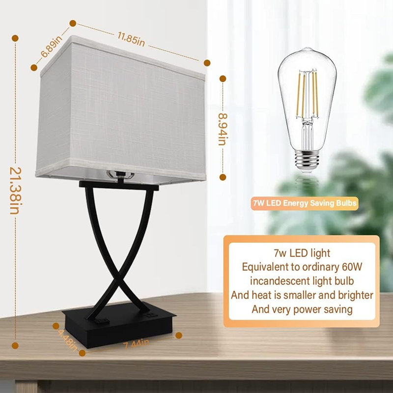 Lampe de table 21,38 "à intensité variable noire 