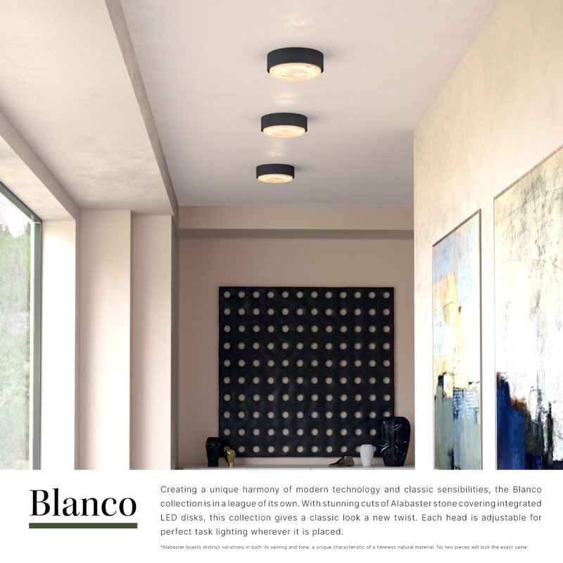 Blanco 1 - Light LED Flush Mount, Vintage Brass/Alabaster, Vintage Brass/Alabaster