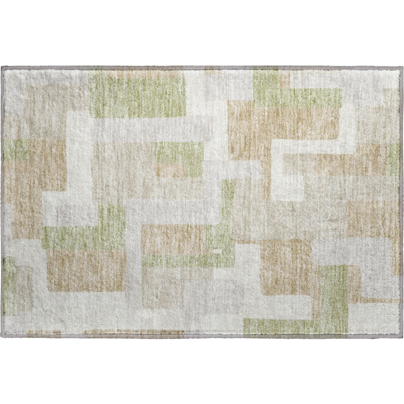 Premium Machine Washable Prisco Beige Rug, Rectangle 1'8" x 2'6"