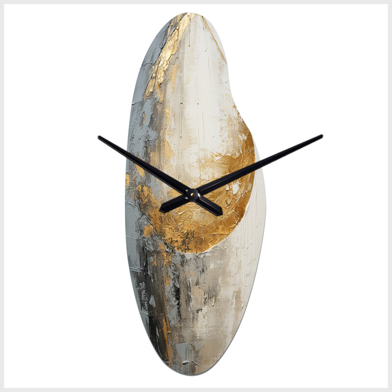 Horloge murale en métal avec pendentif en forme de spirale abstraite incurvée de Poku, Moyenne