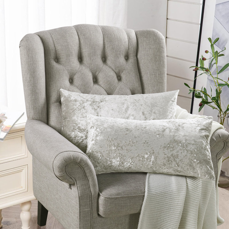 Housse de coussin lombaire en velours froissé, Argent argent
