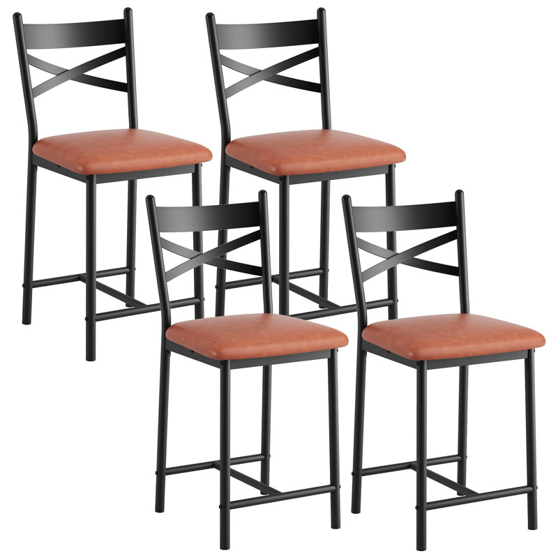 Ensemble de 2 tabourets de bar, chaises de bar rembourrées avec dossier, coussin épais, tabourets de bar à hauteur de comptoir