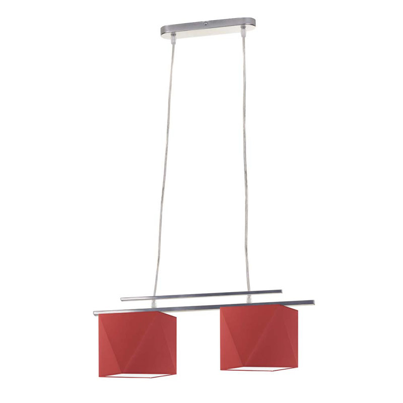 Dendall 2 - Light Kitchen Island Pendant, Red, Chrome