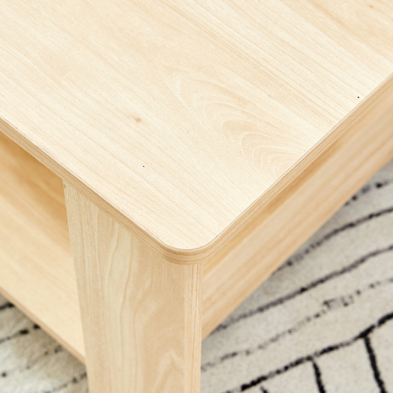 Log Colored Rectangular Double Layered Coffee Table, Modern Minimalist Style. Material, 35.4"x19.6"x16.5", Easy To Clean And Install In Living Spaces Table Color, 35.4"*19.6"*16.5", Effortless