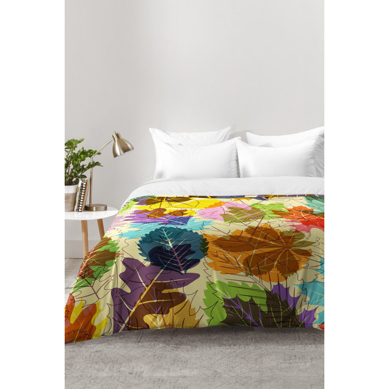 Ensemble d'édredon feuilles d'automne, Édredon pour lit simple TG + 1 taie décorative