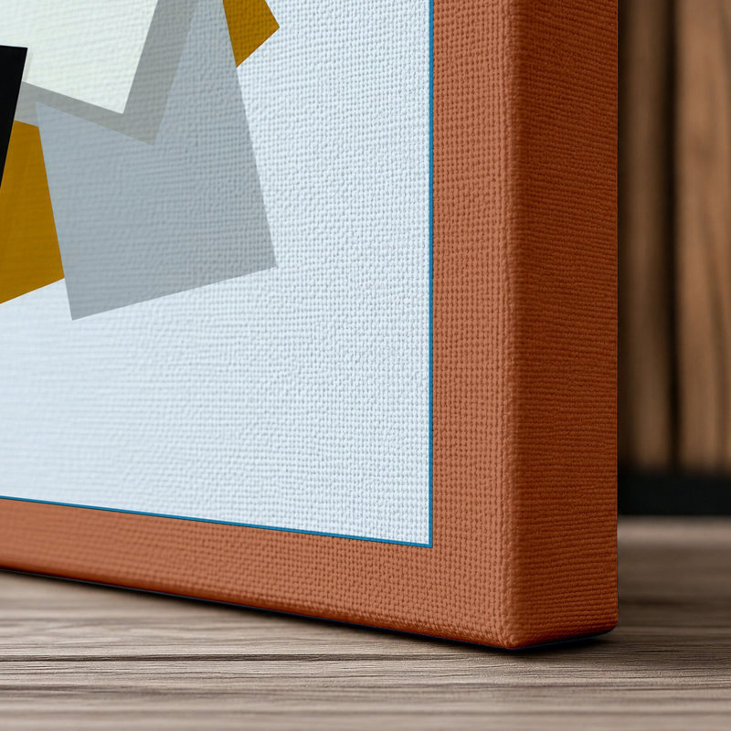 Floating Geometry Geometric - Wrapped Canvas, 18x12 - 45.7 x 30.5 cm, Terracotta Border