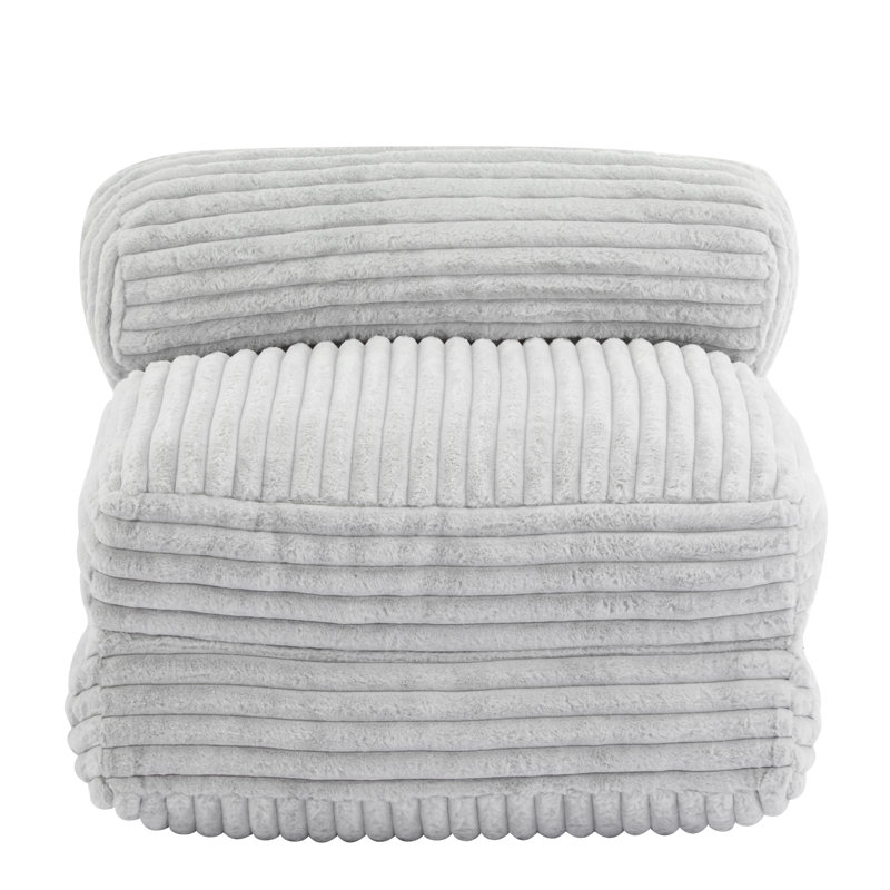 Gray Latina Indoor Foldable Bean Bag Chair, 2 - In 1 For Work And Relax, Faux Fur Cover, Shredded Foam Fill Lounge Gray, Guest Bedroom, Soft Fur, Cylindrical Lumbar Support