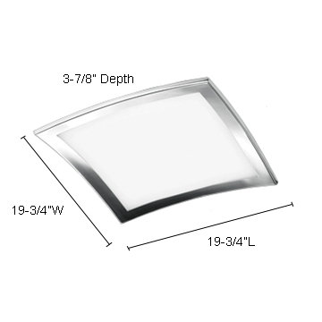 Plafonnier encastré carré à 4 lumières unique, H 3,88 po x l 19,75 po x P 19,75 po